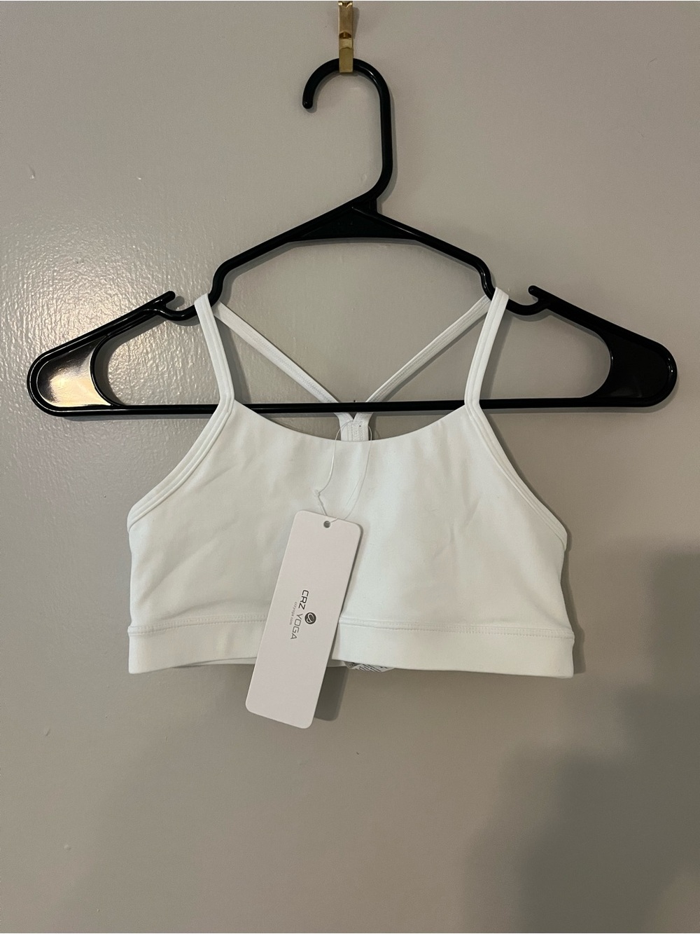 CRZ YOGA White Butterluxe Strappy Yoga Sports Bra NWT Size Small